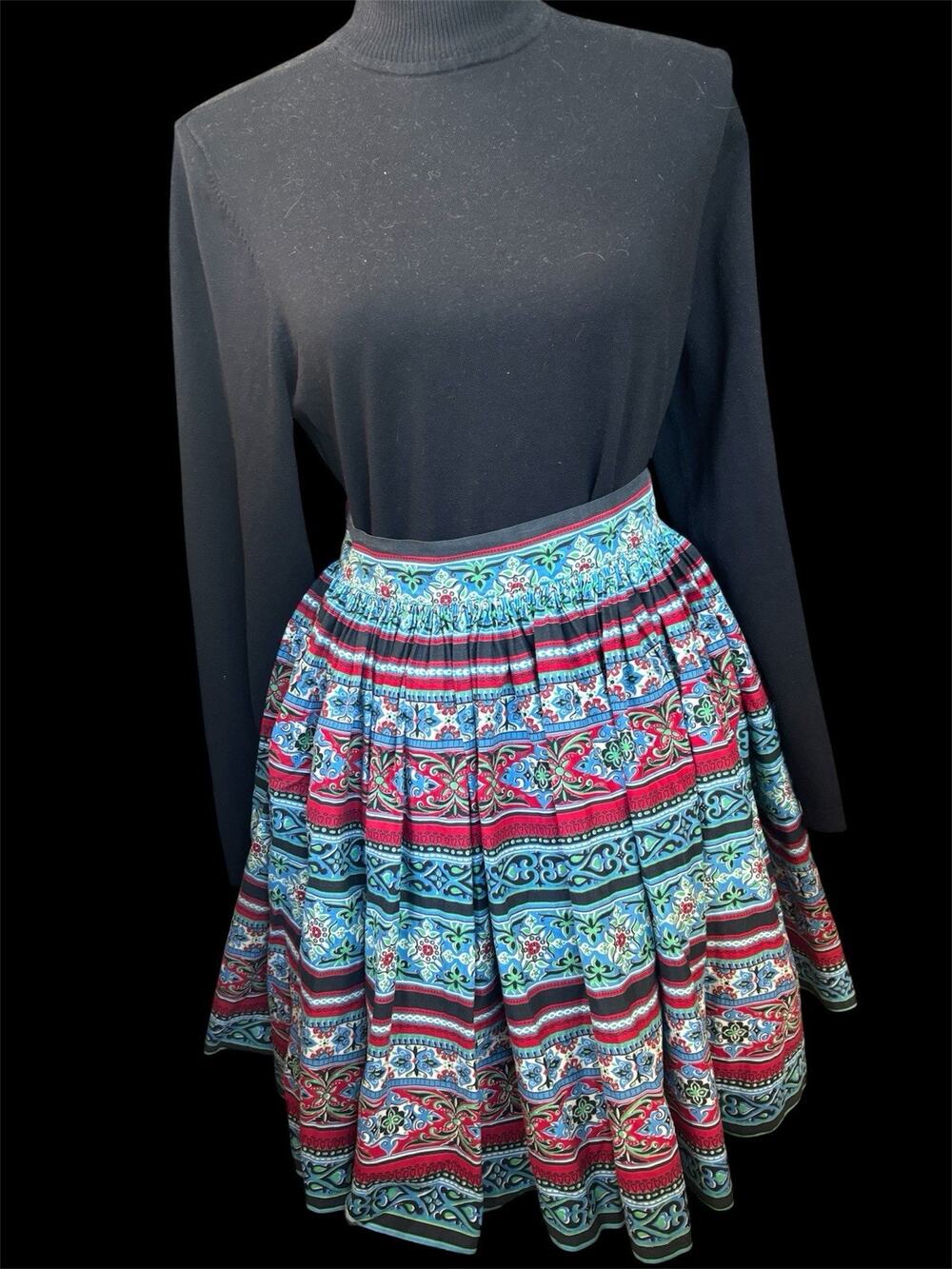 Vtg 1960’s Gathered Trad Wife Patterned Apron Handmade Sz M April Cornell Style
